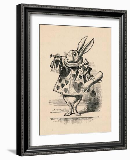 'A Rabbit as court official blowing a trumpet for an announcement', 1889-John Tenniel-Framed Giclee Print