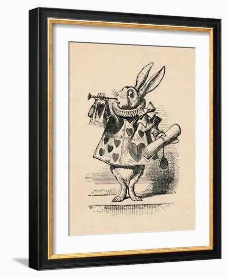 'A Rabbit as court official blowing a trumpet for an announcement', 1889-John Tenniel-Framed Giclee Print