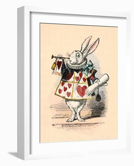 'A Rabbit as court official blowing a trumpet for an announcement', 1889-John Tenniel-Framed Giclee Print