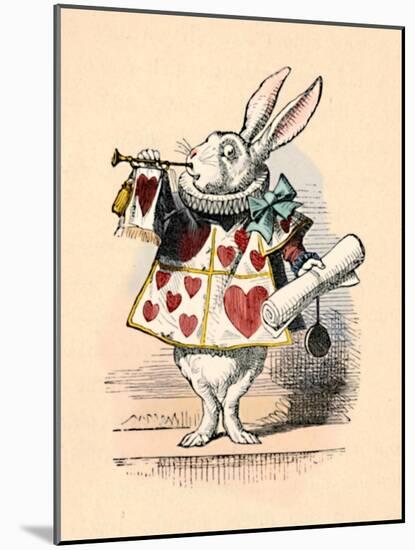 'A Rabbit as court official blowing a trumpet for an announcement', 1889-John Tenniel-Mounted Giclee Print