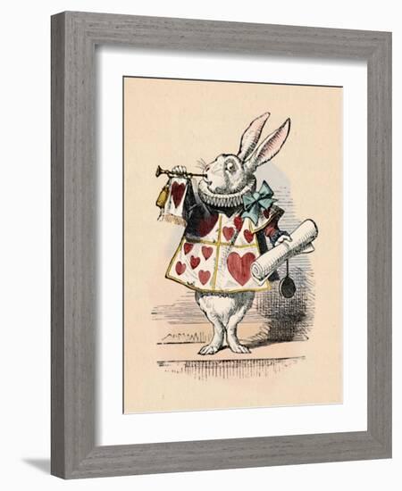 'A Rabbit as court official blowing a trumpet for an announcement', 1889-John Tenniel-Framed Giclee Print