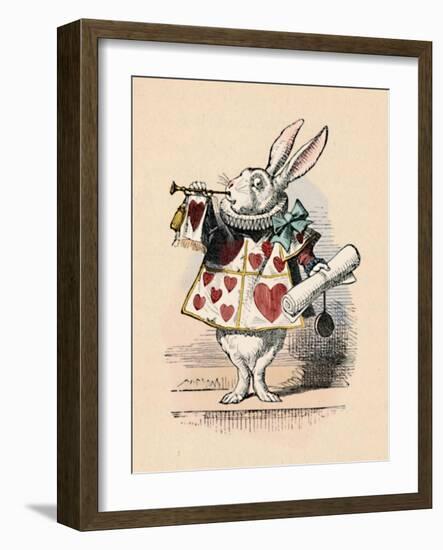 'A Rabbit as court official blowing a trumpet for an announcement', 1889-John Tenniel-Framed Giclee Print