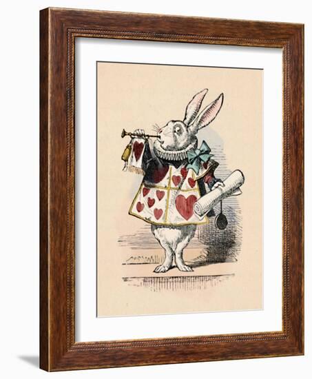 'A Rabbit as court official blowing a trumpet for an announcement', 1889-John Tenniel-Framed Giclee Print