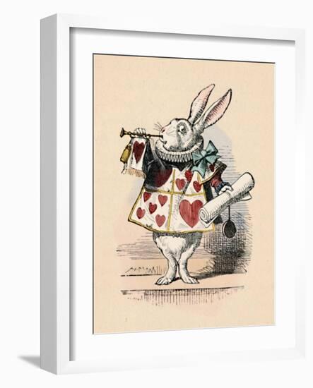 'A Rabbit as court official blowing a trumpet for an announcement', 1889-John Tenniel-Framed Giclee Print