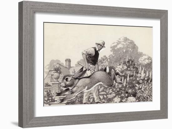 A Rabbit Runs around a Garden in a Cat Collar-Pat Nicolle-Framed Giclee Print