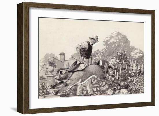 A Rabbit Runs around a Garden in a Cat Collar-Pat Nicolle-Framed Giclee Print
