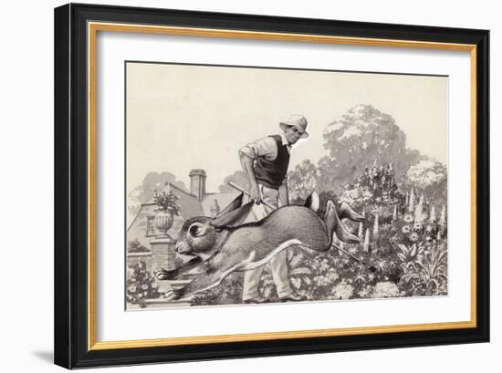 A Rabbit Runs around a Garden in a Cat Collar-Pat Nicolle-Framed Giclee Print