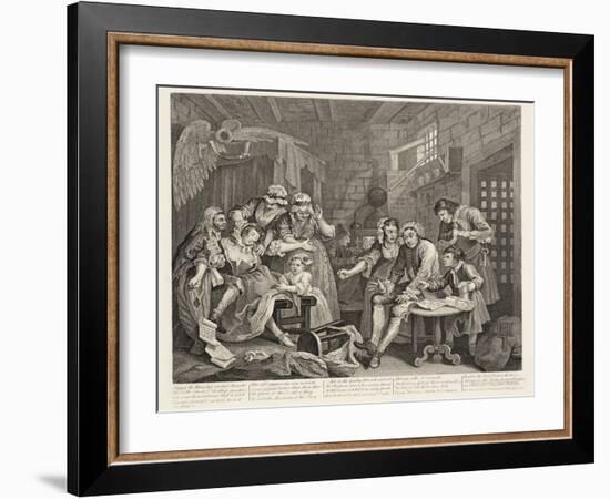 A Rake's Progress (Plate 7)-William Hogarth-Framed Giclee Print