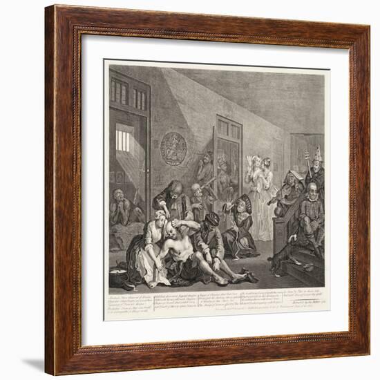 A Rake's Progress (Plate 8)-William Hogarth-Framed Giclee Print