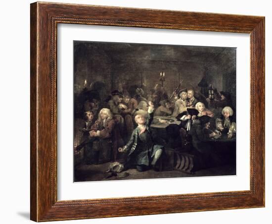 A Rake's Progress Vi: the Rake at a Gaming House, 1733-William Hogarth-Framed Giclee Print