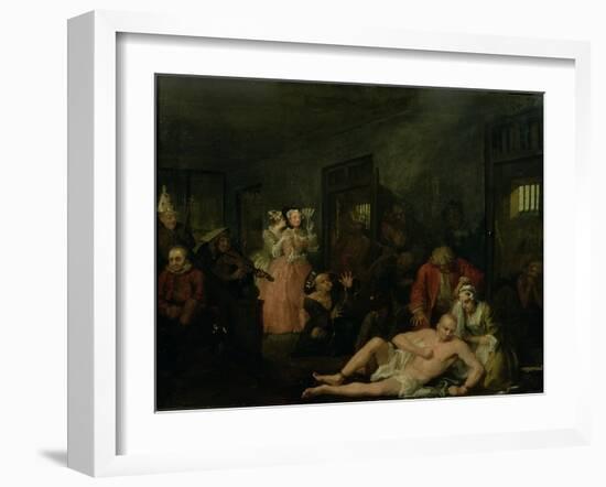 A Rake's Progress VIII: the Rake in Bedlam, 1733-William Hogarth-Framed Giclee Print