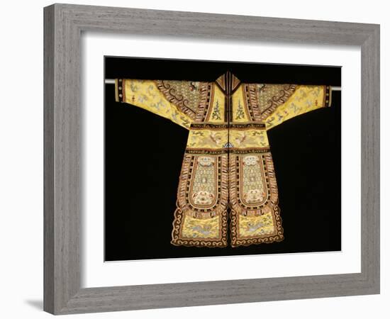 A Rare Embroidered Imperial Yellow Ground Theatrical Costume-null-Framed Giclee Print