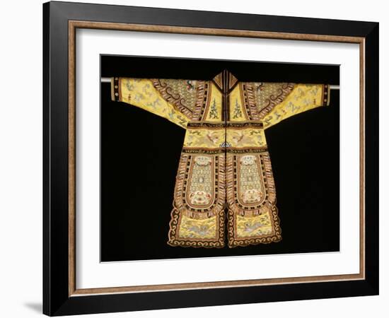 A Rare Embroidered Imperial Yellow Ground Theatrical Costume-null-Framed Giclee Print