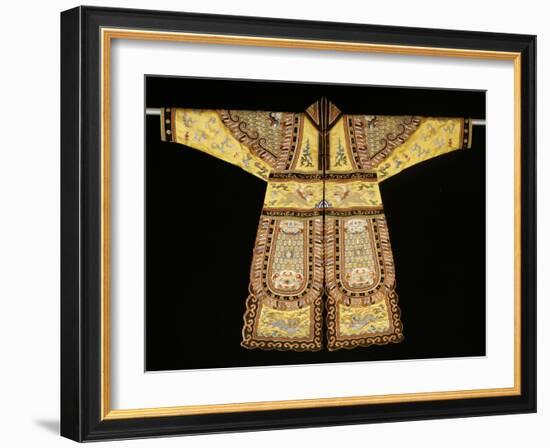 A Rare Embroidered Imperial Yellow Ground Theatrical Costume-null-Framed Giclee Print