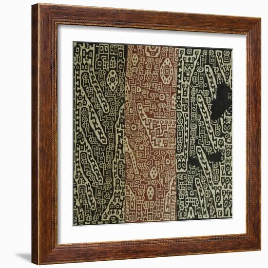 A Rare Huari Cotton Textile Resist-Dyed with Erratic Geometric Motifs-null-Framed Giclee Print