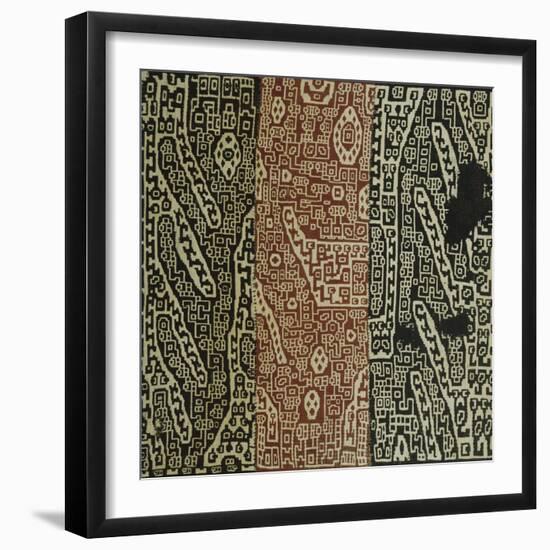 A Rare Huari Cotton Textile Resist-Dyed with Erratic Geometric Motifs-null-Framed Giclee Print