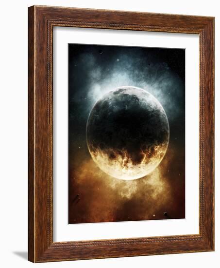 A Rare Planet Surrounded by a Cloud of Plasmatic Nitrogen and Flames-Stocktrek Images-Framed Photographic Print