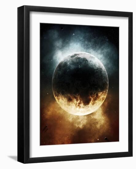 A Rare Planet Surrounded by a Cloud of Plasmatic Nitrogen and Flames-Stocktrek Images-Framed Photographic Print