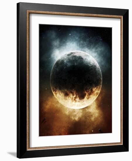 A Rare Planet Surrounded by a Cloud of Plasmatic Nitrogen and Flames-Stocktrek Images-Framed Photographic Print