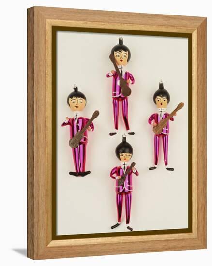 A Rare Set of Four Blown Glass Christmas Tree Decorations Modelled as the Beatles-null-Framed Premier Image Canvas