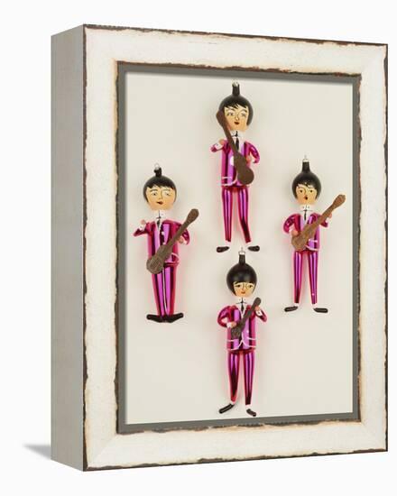 A Rare Set of Four Blown Glass Christmas Tree Decorations Modelled as the Beatles-null-Framed Premier Image Canvas