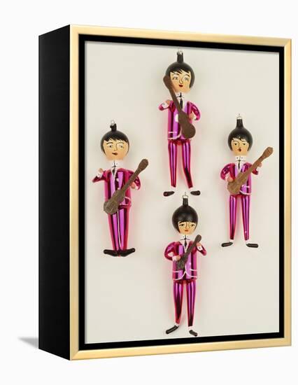 A Rare Set of Four Blown Glass Christmas Tree Decorations Modelled as the Beatles-null-Framed Premier Image Canvas