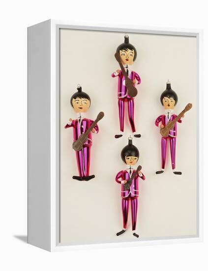 A Rare Set of Four Blown Glass Christmas Tree Decorations Modelled as the Beatles-null-Framed Premier Image Canvas