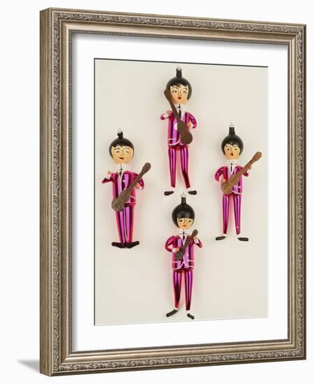 A Rare Set of Four Blown Glass Christmas Tree Decorations Modelled as the Beatles-null-Framed Giclee Print