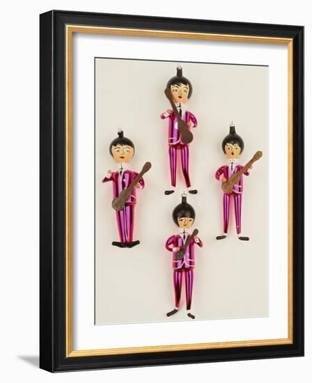 A Rare Set of Four Blown Glass Christmas Tree Decorations Modelled as the Beatles-null-Framed Giclee Print