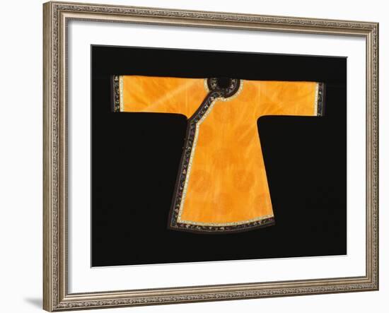 A Rare Tangerine Silk Informal Robe, the Orange Silk Woven with an Overall Pattern of Confronted…-null-Framed Giclee Print