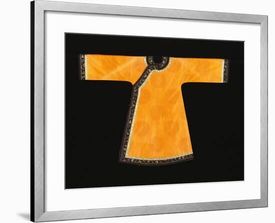 A Rare Tangerine Silk Informal Robe, the Orange Silk Woven with an Overall Pattern of Confronted…-null-Framed Giclee Print