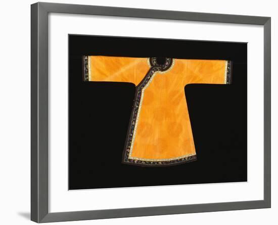 A Rare Tangerine Silk Informal Robe, the Orange Silk Woven with an Overall Pattern of Confronted…-null-Framed Giclee Print