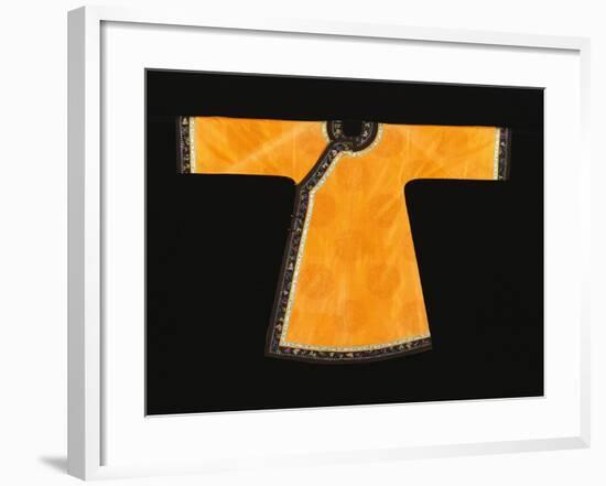 A Rare Tangerine Silk Informal Robe, the Orange Silk Woven with an Overall Pattern of Confronted…-null-Framed Giclee Print