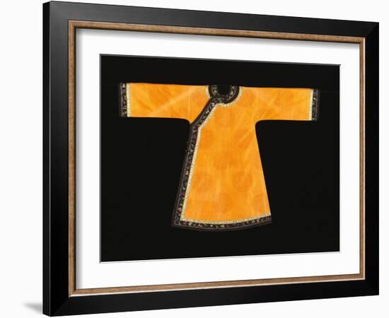 A Rare Tangerine Silk Informal Robe, the Orange Silk Woven with an Overall Pattern of Confronted…-null-Framed Giclee Print