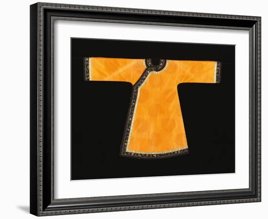 A Rare Tangerine Silk Informal Robe, the Orange Silk Woven with an Overall Pattern of Confronted…-null-Framed Giclee Print