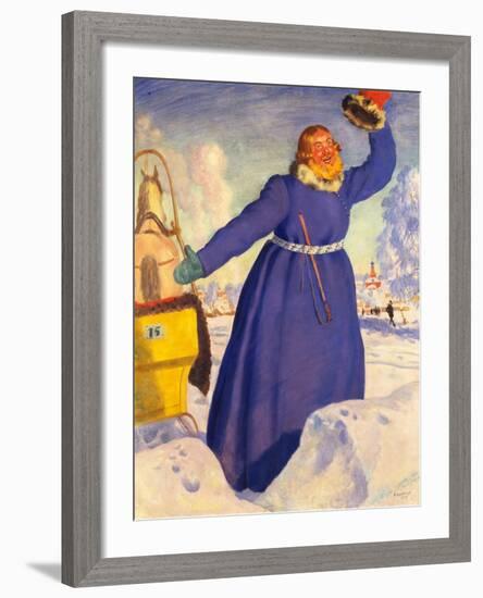 A Reckless Coachman, 1920-Boris Michaylovich Kustodiev-Framed Giclee Print