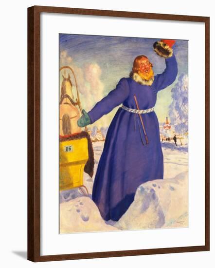 A Reckless Coachman, 1920-Boris Michaylovich Kustodiev-Framed Giclee Print