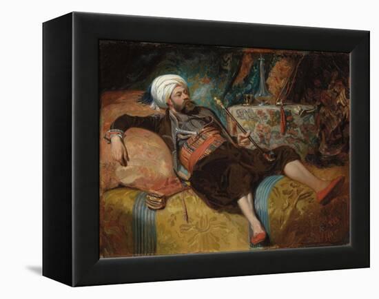 A Reclining Turk Smoking a Hookah, 1844-Henri Baron-Framed Premier Image Canvas