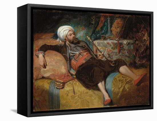 A Reclining Turk Smoking a Hookah, 1844-Henri Baron-Framed Premier Image Canvas