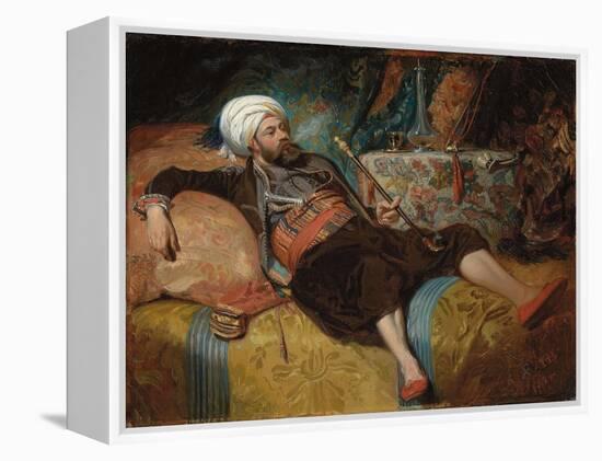 A Reclining Turk Smoking a Hookah, 1844-Henri Baron-Framed Premier Image Canvas