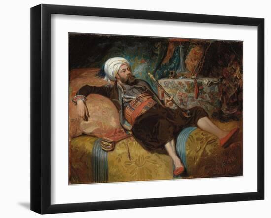 A Reclining Turk Smoking a Hookah, 1844-Henri Baron-Framed Giclee Print