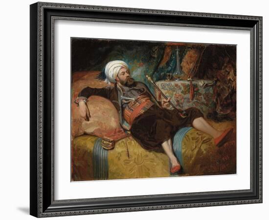 A Reclining Turk Smoking a Hookah, 1844-Henri Baron-Framed Giclee Print
