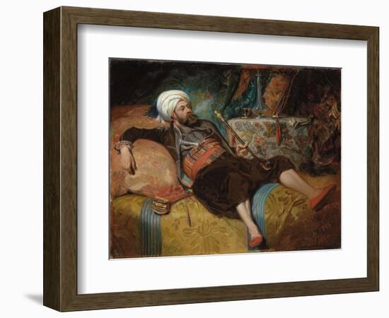 A Reclining Turk Smoking a Hookah, 1844-Henri Baron-Framed Giclee Print