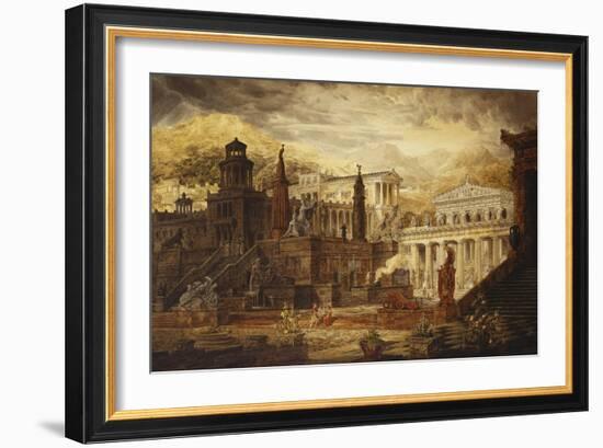 A Reconstruction of Sparta: the Persian Porch and Place of Consulatation of the Lacedemonians-Joseph Michael Gandy-Framed Giclee Print