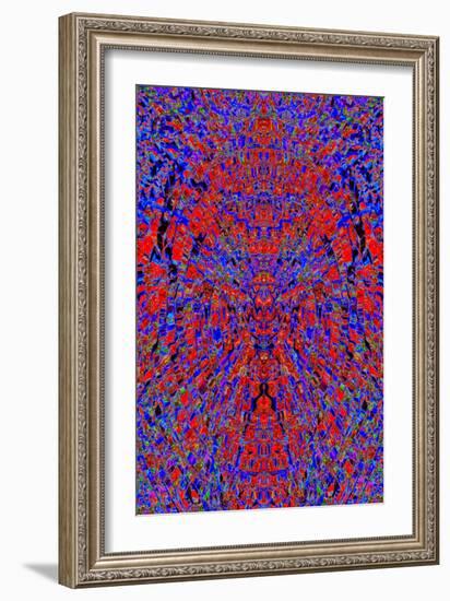 A Red and Blue Kaleidoscopic Tapestry-Ray2012-Framed Art Print