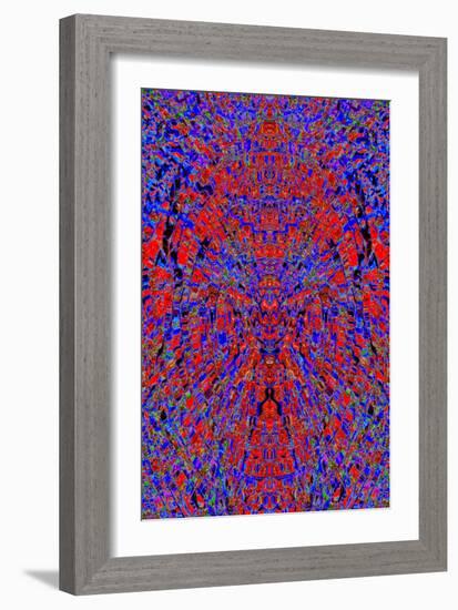 A Red and Blue Kaleidoscopic Tapestry-Ray2012-Framed Art Print