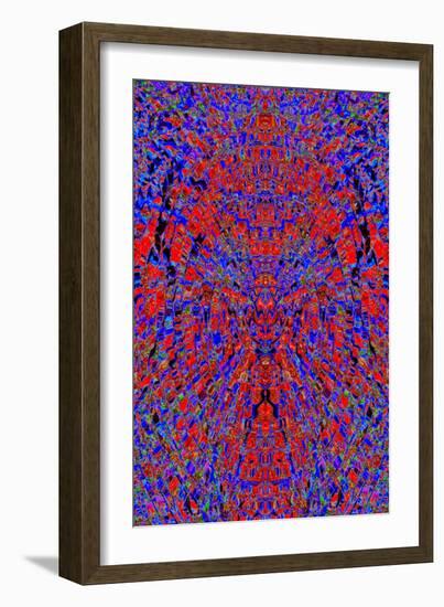 A Red and Blue Kaleidoscopic Tapestry-Ray2012-Framed Art Print