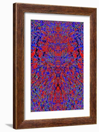 A Red and Blue Kaleidoscopic Tapestry-Ray2012-Framed Art Print