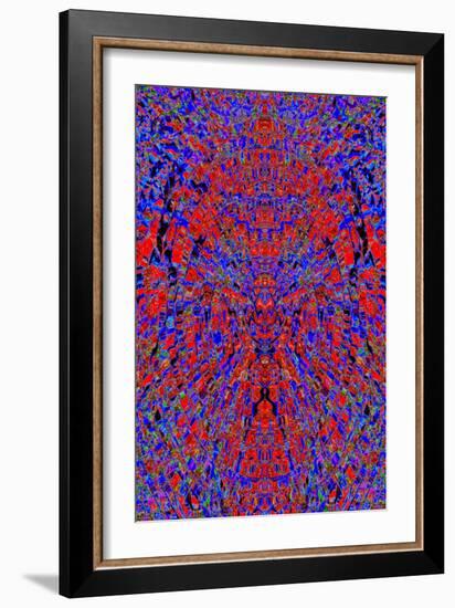 A Red and Blue Kaleidoscopic Tapestry-Ray2012-Framed Art Print