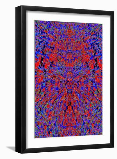 A Red and Blue Kaleidoscopic Tapestry-Ray2012-Framed Art Print